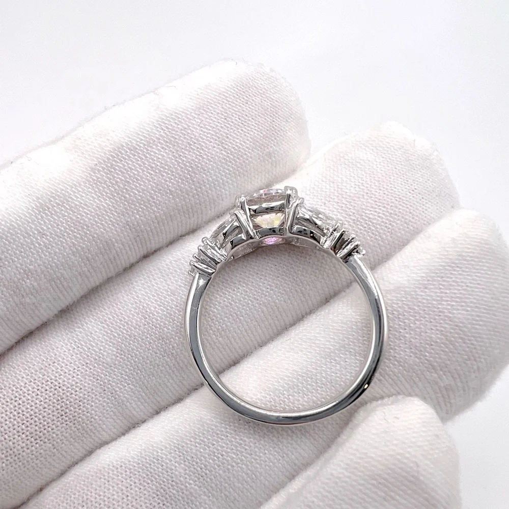 .925 Sterling Silver Iridescent Rainbow CZ Ring